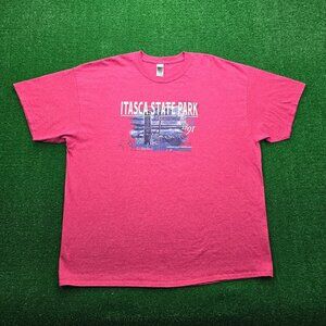 Itasca‎ State Park Tshirt Mens 2XL Red Short Sleeve Minnesota Outdoors Casual